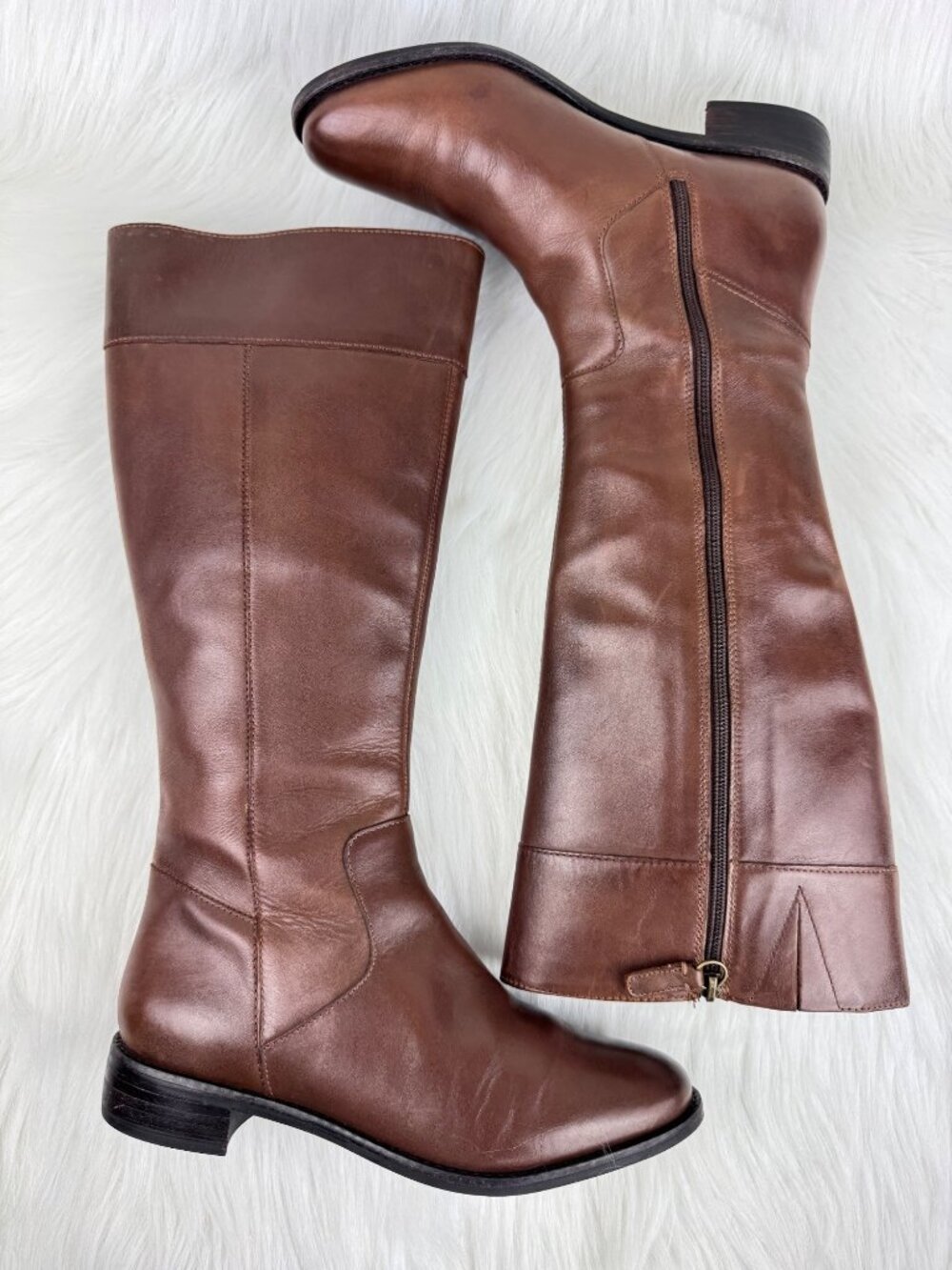 Cole Haan Genuine Leather Riding Boots Shoes W14119 Tall Knee High Brown US Sz 8